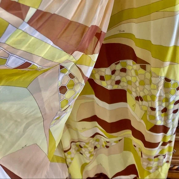 EMILIO PUCCI 1990's Geometric Print Silk Jersey Chiffon Maxi Dress - Picture 8 of 16